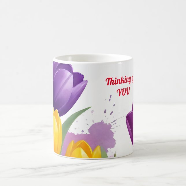Caneca De Café Tulipas pensando em você, Dia de as mães (Centro)