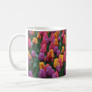 Caneca De Café Tulipas primavera coloridas