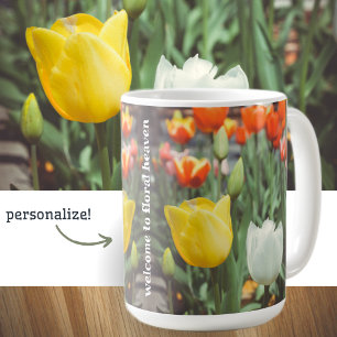Caneca De Café Tulipas primavera coloridas do estilo de colheita