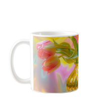 Tulipas Rosa Vibrantes em Vase Ouro