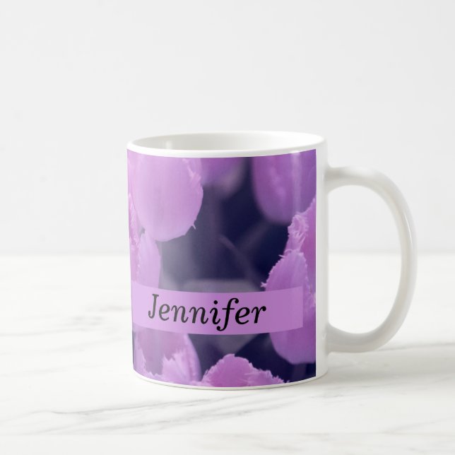 Caneca De Café Tulipas Roxas de Volta às Essências Escolares e Do (Direita)