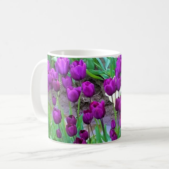 Caneca De Café Túlipas Roxas, Oregon (Frente Esquerda)