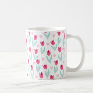 Caneca De Café Tulipas Vermelhas Cor-de-Rosa dia de os namorados 
