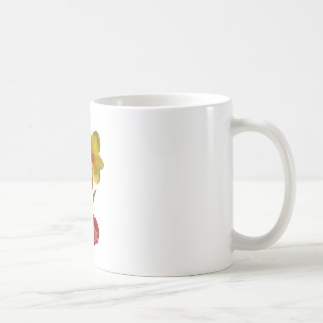 Caneca De Café Tulipas vermelhas e flores daffodil amarelas (Direita)