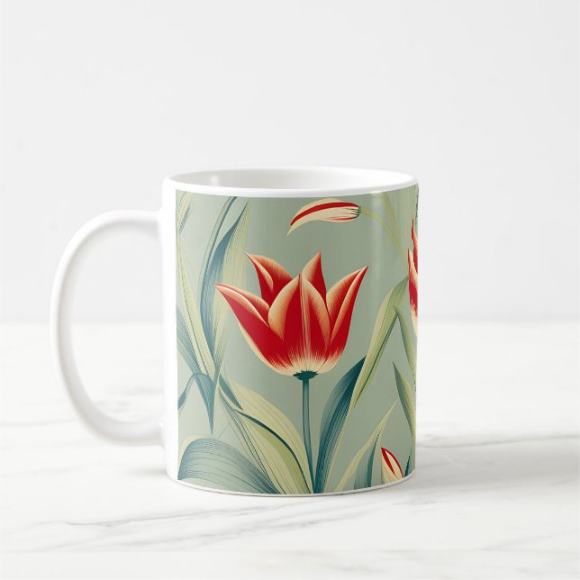 Caneca De Café Tulipas Vermelhos Vermelhos Vermelhos Vermelhos (Esquerda)