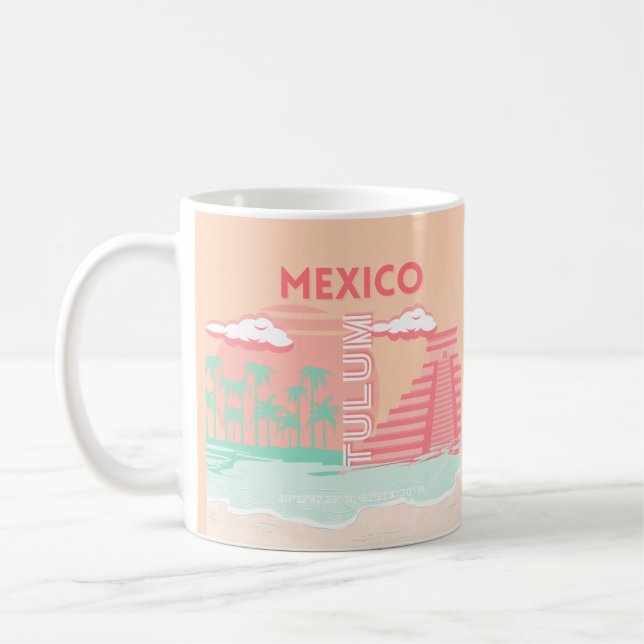 Caneca De Café Tulum, México, Viagem Art (Esquerda)