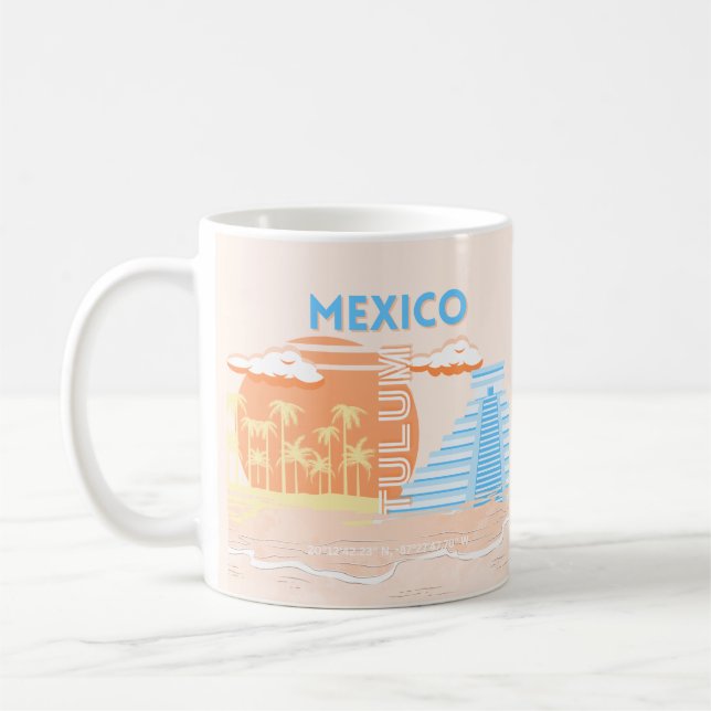 Caneca De Café Tulum, México, Viagem Art, Summer Beach (Esquerda)