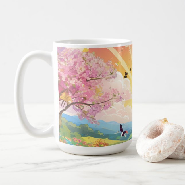 Caneca De Café Tumbler térmico da vida e da beleza natural (Com Donut)