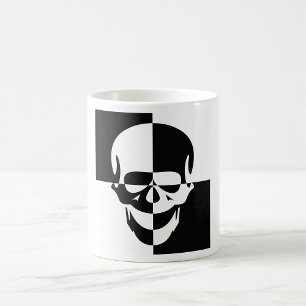 Caneca De Café Tumg Crânio Negro E Branco