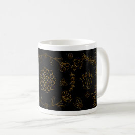 Caneca De Café Tumg de Arte Folar Dourada e Preta Elegante