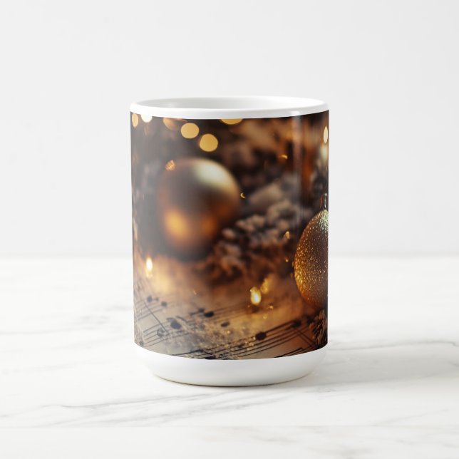 Caneca De Café Tumg de Notas Musicais de Natal Russo Escuro (Centro)