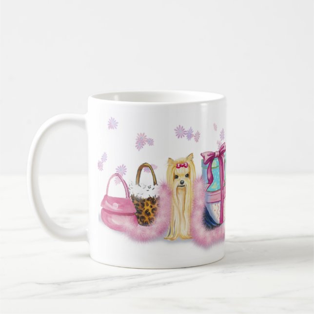 Caneca De Café Tumg de Yorkie Pink Feather Boa (Esquerda)