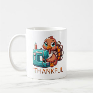 Caneca De Café Turca Bonita De Ação De Graças Usando Uma Máquina