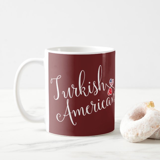 Caneca De Café Turco-Americano Entwined Hearts Mug (Com Donut)