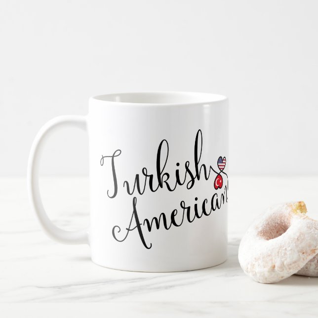 Caneca De Café Turco-Americano Entwined Hearts Mug (Com Donut)