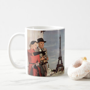 Caneca De Café Turistas Vintage em Torre Eiffel em Paris