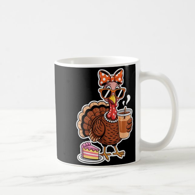 Caneca De Café Turkey Drinking Coffee Bow Thanksgiving Womens Tur (Direita)