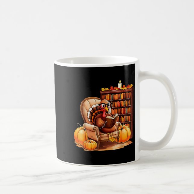 Caneca De Café Turkey Reading Books Fall Thanksgiving Teacher Boo (Direita)