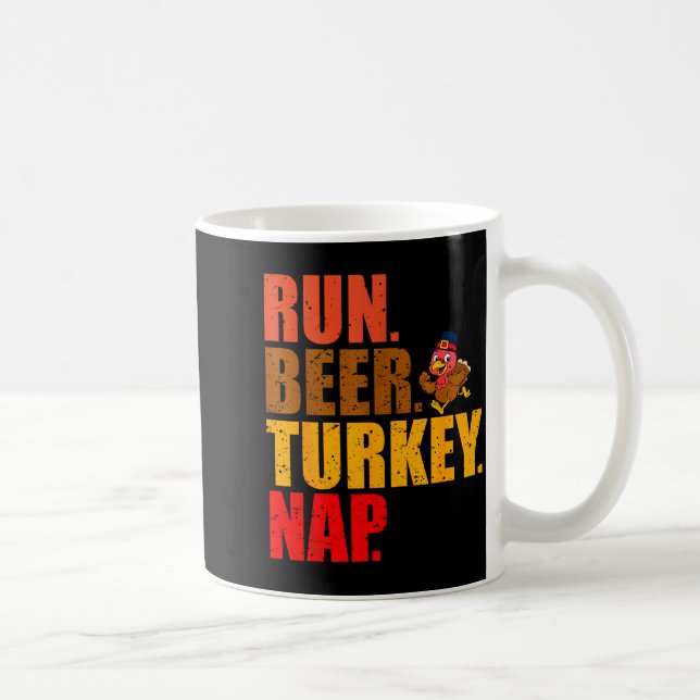 Caneca De Café Turkey Trot Running Thanksgiving Run Beer Nap  (Direita)