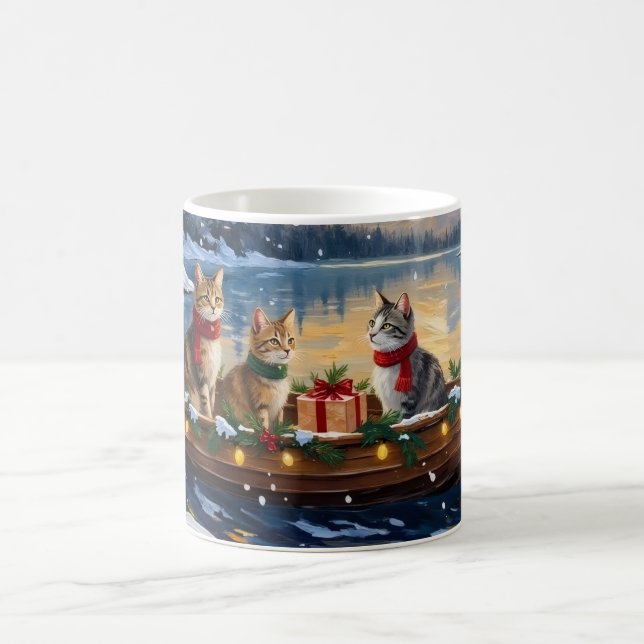 Caneca De Café Turkish Angora Cat Christmas Boat Holiday (Centro)