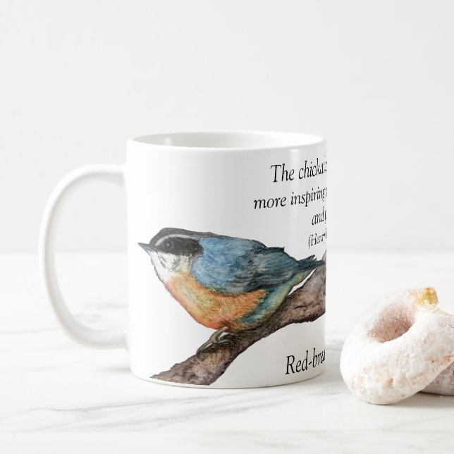 Caneca De Café Turma Branca de Nuthatch Thoreau (Com Donut)