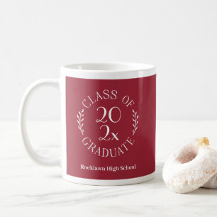 Caneca De Café Turma de 2026 Nome da Escola Burgundy Formatura