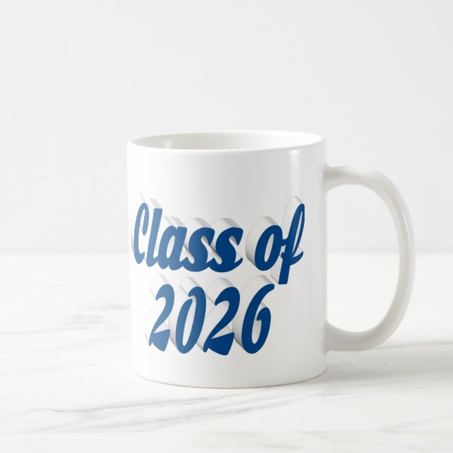 Caneca De Café Turma de 2026 texto de formatura em azul (Direita)