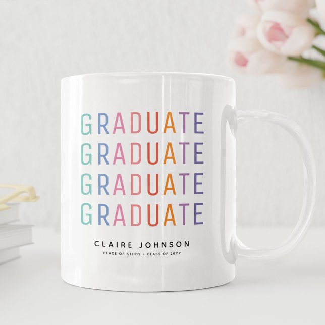 Caneca De Café Turma de Graduados Arco-Íris Moderno de 2026 (Criador carregado)