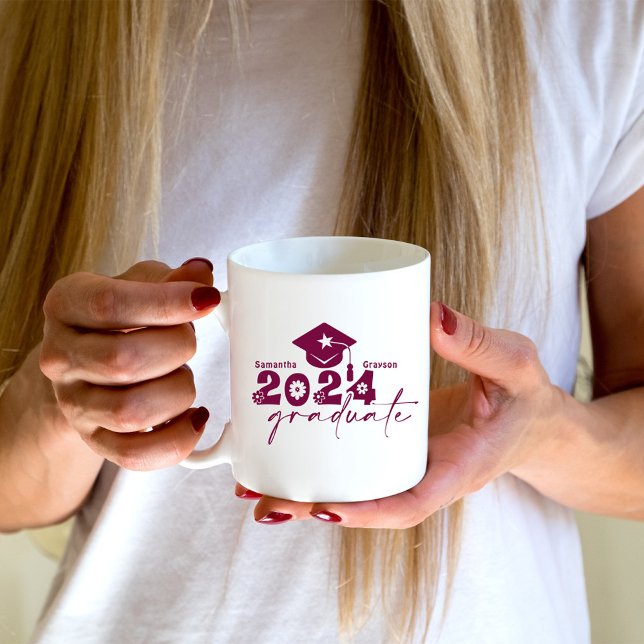 Caneca De Café Turma de Graduados Personalizada de 2024 Bege Verm (Criador carregado)