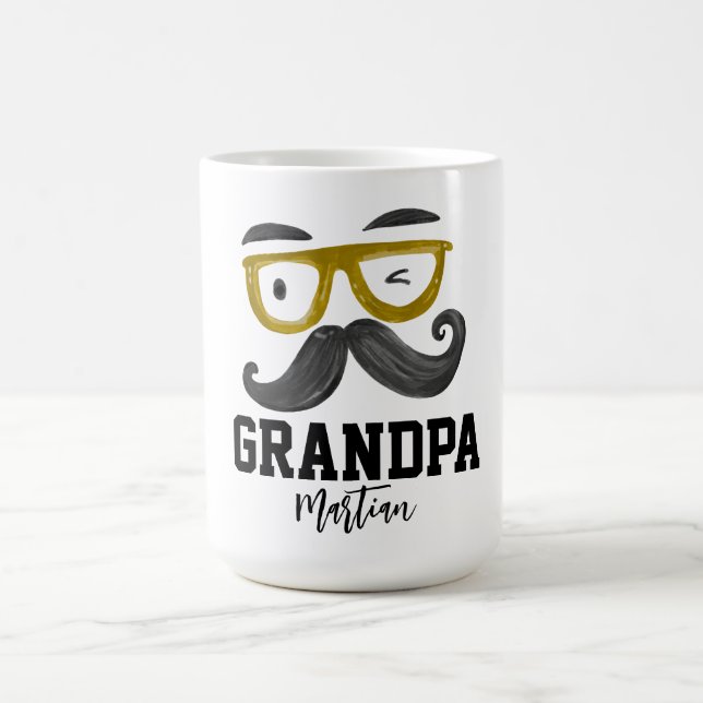 Caneca De Café Turmas amarelas engraçadas e bigode Vovô personali (Centro)