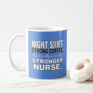 Caneca De Café Turno Noturno Café Forte Enfermeira Mais Forte – E