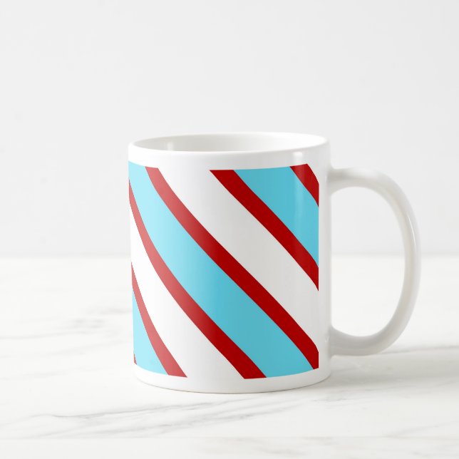 Caneca De Café Turquesa Azul, Vermelho e Bandas de Diagonal Branc (Direita)