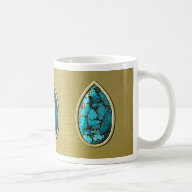 Caneca De Café Turquesa com bezel Dourado (Direita)