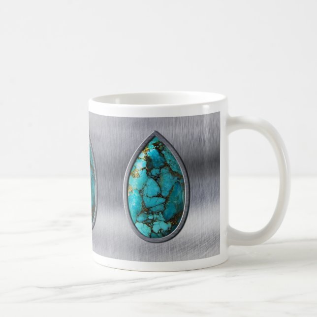 Caneca De Café Turquesa com Silver Bezel (Direita)
