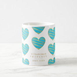 Caneca De Café Turquesa Coração Melhor Amigos Todos Presentes Oca