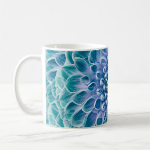 Caneca De Café Turquesa Dahlia Flor Macro Fundo