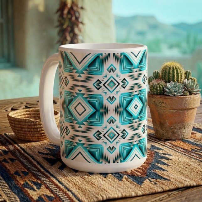 Caneca De Café Turquesa Desert Crossroad (Criador carregado)