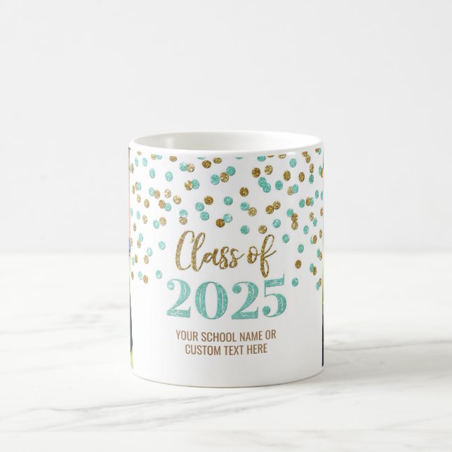 Caneca De Café Turquesa Dourada Classe 2025 Coffee Mug (Centro)