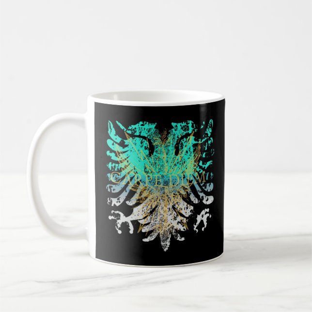 Caneca De Café Turquesa E Griffin Dourado A Preto (Esquerda)