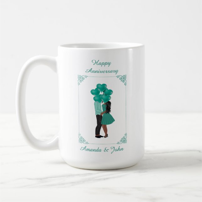 Caneca De Café Turquesa Feliz Aniversário da Elegante (Esquerda)