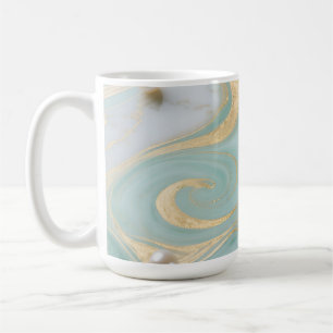 Caneca De Café Turquesa Mármore Pérola Ouro Espiral