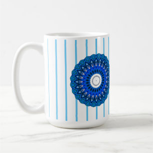 Caneca De Café Turquesa Pinstriped Blue Mandala Mug