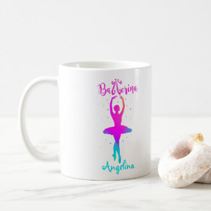 Caneca De Café Turquesa Rosa Personalizada Ballerina