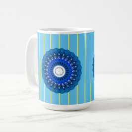 Caneca De Café Turquesa Sunny Pinstriped e Blue Mandala Mug