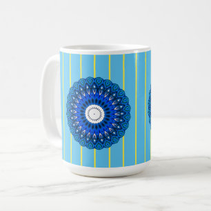 Caneca De Café Turquesa Sunny Pinstriped e Blue Mandala Mug