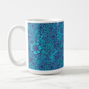 Caneca De Café Turquesa venenosa padrão floral roxo escuro