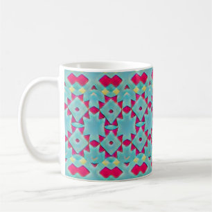 Caneca De Café Turquesa, Vermelho e Amarelo Southwest Desgastado