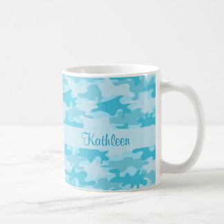 Caneca De Café Turquoise Blue Camo Camouflage Name Personalizado