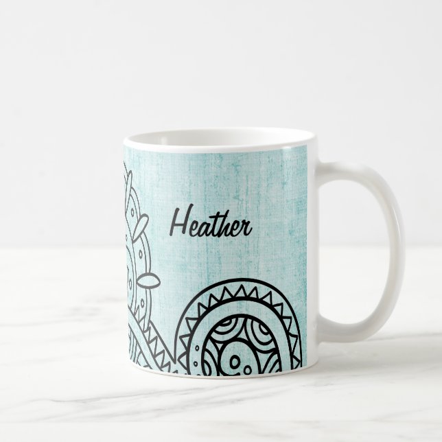 Caneca De Café Turquoise Mehndi Motif Mug (Direita)