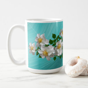 Caneca De Café Turquoise White Flower Tea Mug